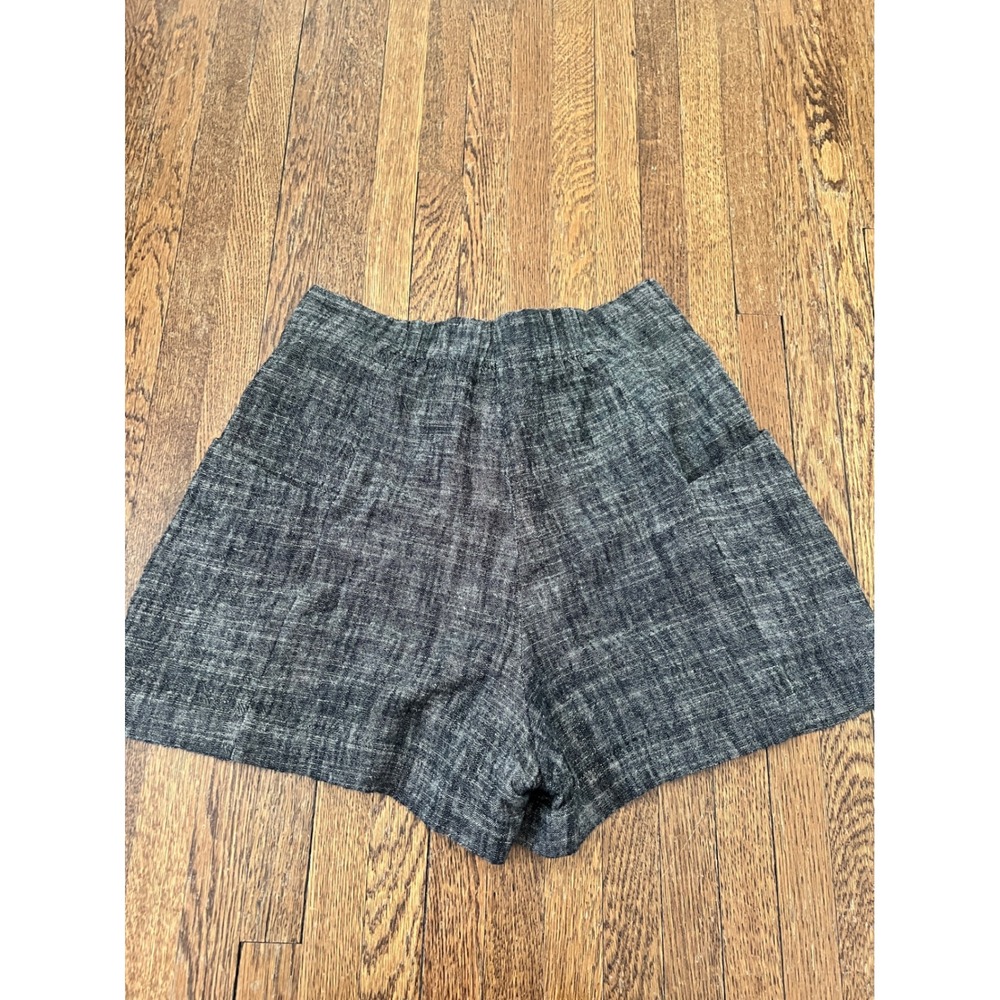 Pull&Bear Grey Black Linen Blend High Waisted Button Front Shorts Size Small - Picture 2 of 5